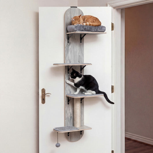 Door Hanging Cat Climber 4-level Height Adjustable with Plush Bed-Beige LuxuryLifeWay Online Store