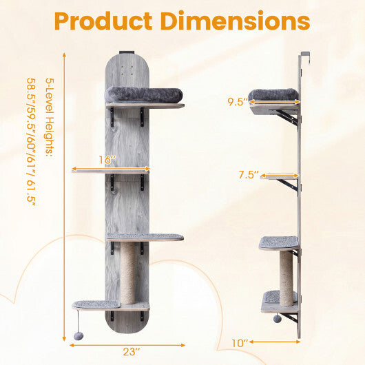 Door Hanging Cat Climber 4-level Height Adjustable with Plush Bed-Beige LuxuryLifeWay Online Store