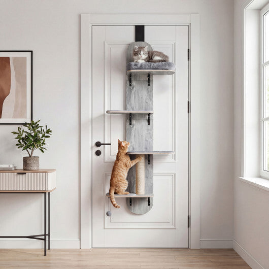 Door Hanging Cat Climber 4-level Height Adjustable with Plush Bed-Beige LuxuryLifeWay Online Store