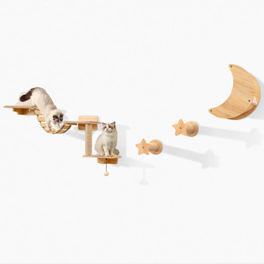 Cat Wall Furniture Set Kitten Wall Mounted Shelves with Hammock-Natural LuxuryLifeWay Online Store