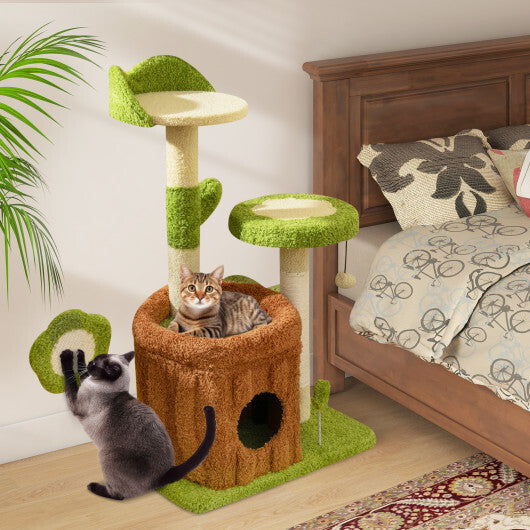 Cute Cat Tree Indoor Pet Jungle Activity Center-Green - Color: Green LuxuryLifeWay Online Store