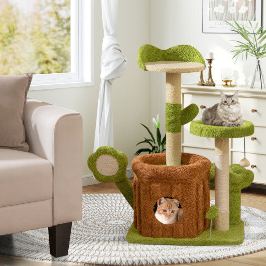Cute Cat Tree Indoor Pet Jungle Activity Center-Green - Color: Green LuxuryLifeWay Online Store