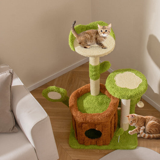 Cute Cat Tree Indoor Pet Jungle Activity Center-Green - Color: Green LuxuryLifeWay Online Store