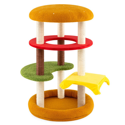 42 Inch Tall Modern Cat Tree Multi-Level with Padded Perch and Cat Bed-Yellow LuxuryLifeWay Online Store