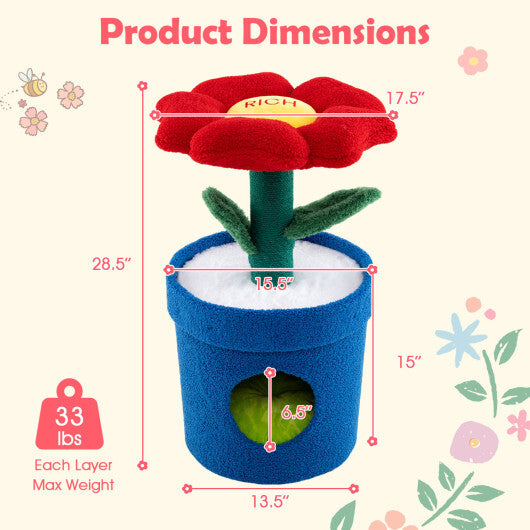Cute Cat Tree with Flower Padded Perch for Indoor Cats-Red LuxuryLifeWay Online Store