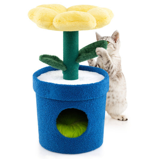 Cute Cat Tree with Flower Padded Perch for Indoor Cats-Red LuxuryLifeWay Online Store
