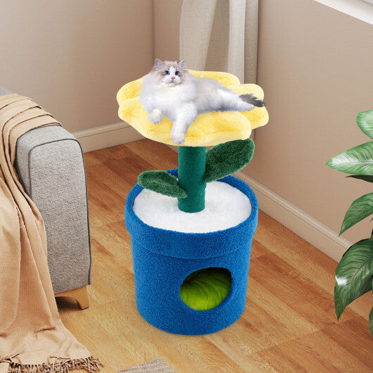 Cute Cat Tree with Flower Padded Perch for Indoor Cats-Red LuxuryLifeWay Online Store