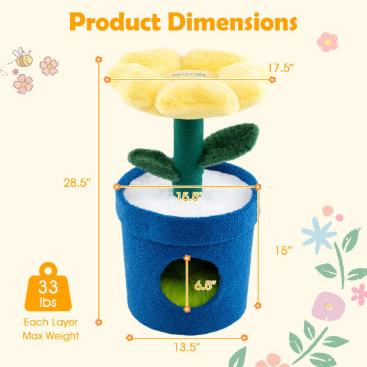 Cute Cat Tree with Flower Padded Perch for Indoor Cats-Red LuxuryLifeWay Online Store
