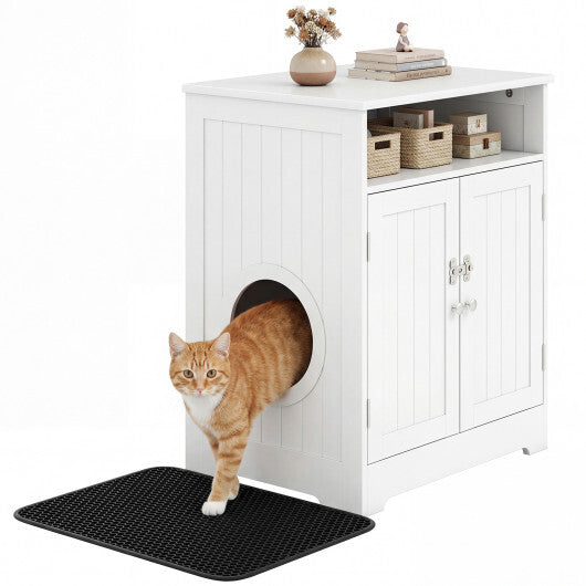 Cat Litter Box Enclosure Wooden Hidden Pet Washroom Furniture-White LuxuryLifeWay Online Store