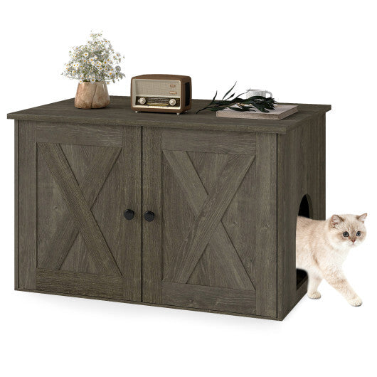 Hidden Cat Litter Box Enclosure Furniture with Divider-Oak LuxuryLifeWay Online Store