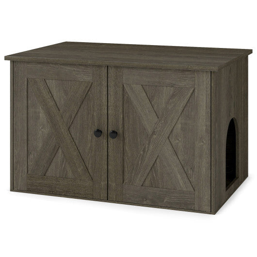 Hidden Cat Litter Box Enclosure Furniture with Divider-Oak LuxuryLifeWay Online Store