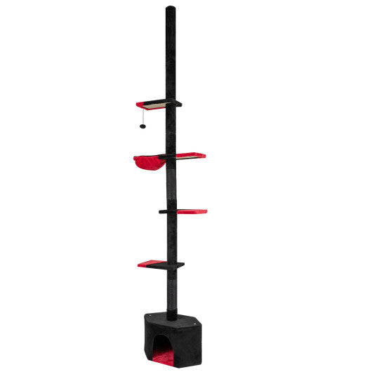 Floor to Ceiling Gothic Cat Tree 97-118 Inches Adjustable 5-Tier with Condo-Black LuxuryLifeWay Online Store