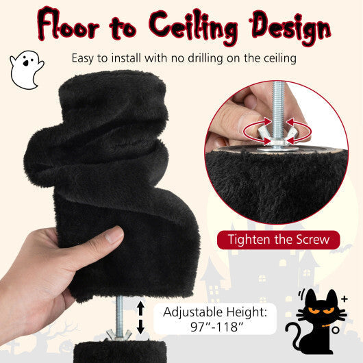 Floor to Ceiling Gothic Cat Tree 97-118 Inches Adjustable 5-Tier with Condo-Black LuxuryLifeWay Online Store