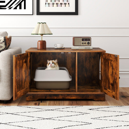 Cat Litter Box Enclosure Furniture Indoor Wooden Cat House End Side Table Nightstand-Brown LuxuryLifeWay Online Store