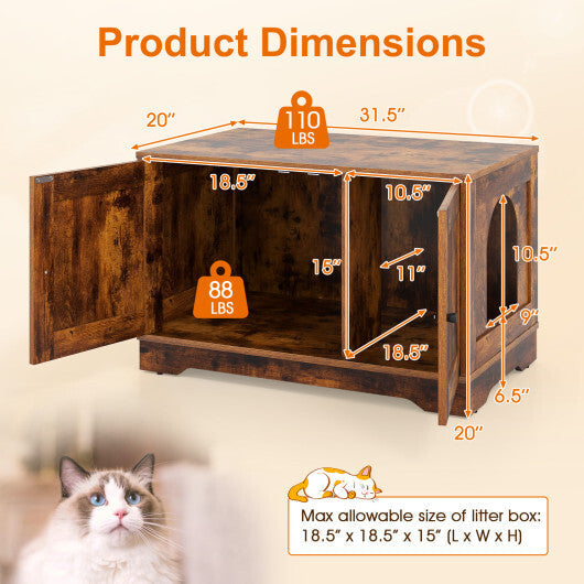 Cat Litter Box Enclosure Furniture Indoor Wooden Cat House End Side Table Nightstand-Brown LuxuryLifeWay Online Store