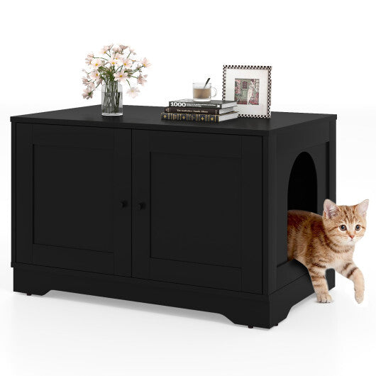 Cat Litter Box Enclosure Furniture Indoor Wooden Cat House End Side Table Nightstand-Brown LuxuryLifeWay Online Store