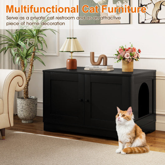 Cat Litter Box Enclosure Furniture Indoor Wooden Cat House End Side Table Nightstand-Brown LuxuryLifeWay Online Store