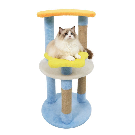 29 Inches Cute Modern Cat Tree with Star and Moon Shaped Platforms-Blue LuxuryLifeWay Online Store