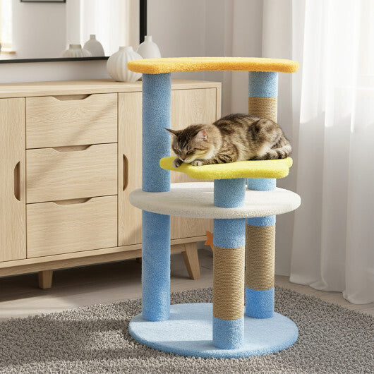 29 Inches Cute Modern Cat Tree with Star and Moon Shaped Platforms-Blue LuxuryLifeWay Online Store