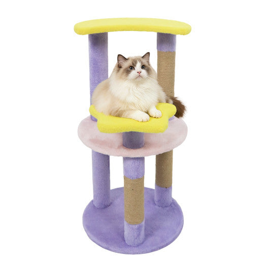 29 Inches Cute Modern Cat Tree with Star and Moon Shaped Platforms-Blue LuxuryLifeWay Online Store