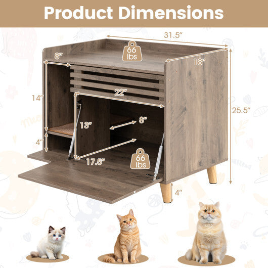 Cat Litter Box Enclosure with Flip-down Opening Door and Scratching Mat-Brown LuxuryLifeWay Online Store