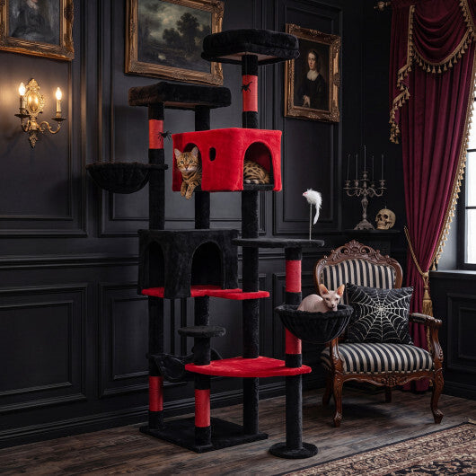 75 Inch Gothic Cat Tree with 2 Plush Perches for Indoor Cats LuxuryLifeWay Online Store
