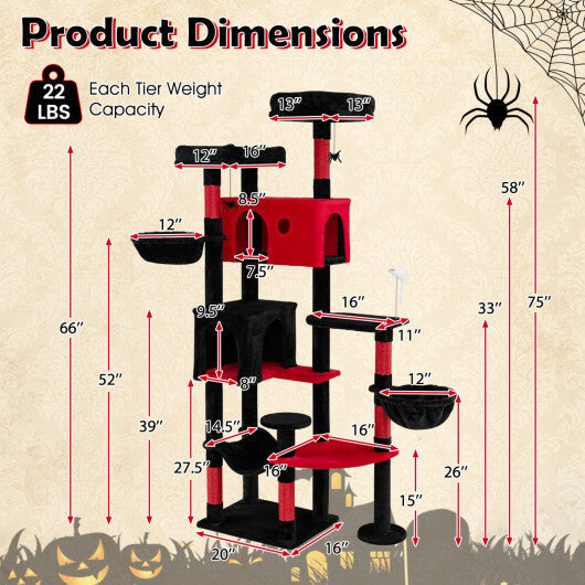 75 Inch Gothic Cat Tree with 2 Plush Perches for Indoor Cats LuxuryLifeWay Online Store