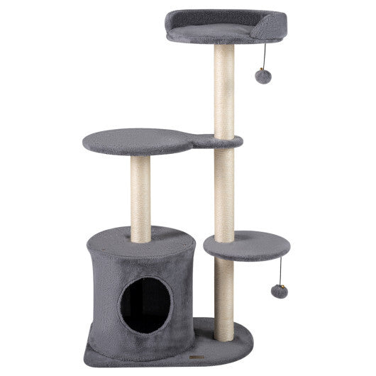 43" Cat Tree for Indoor Cats with Comfy Plush Perches and Sisal Scratching Posts-Gray LuxuryLifeWay Online Store
