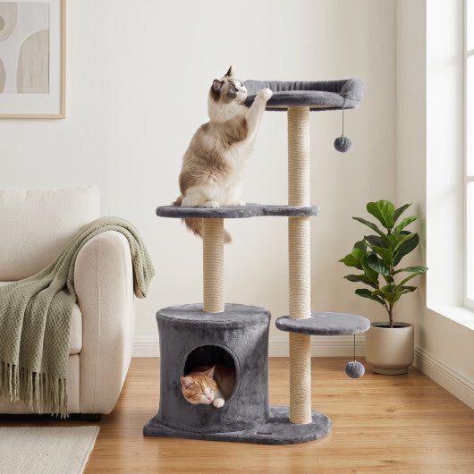 43" Cat Tree for Indoor Cats with Comfy Plush Perches and Sisal Scratching Posts-Gray LuxuryLifeWay Online Store