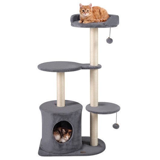 43" Cat Tree for Indoor Cats with Comfy Plush Perches and Sisal Scratching Posts-Gray LuxuryLifeWay Online Store