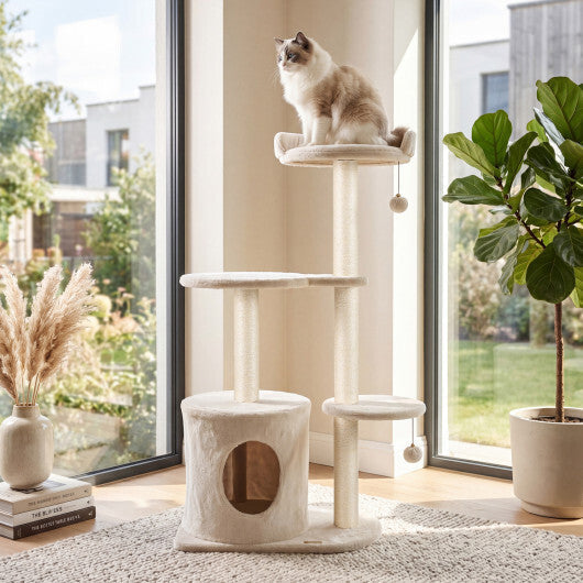 43" Cat Tree for Indoor Cats with Comfy Plush Perches and Sisal Scratching Posts-Gray LuxuryLifeWay Online Store