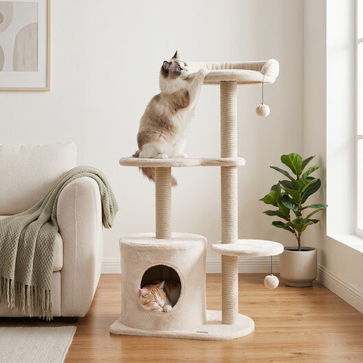 43" Cat Tree for Indoor Cats with Comfy Plush Perches and Sisal Scratching Posts-Gray LuxuryLifeWay Online Store