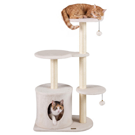 43" Cat Tree for Indoor Cats with Comfy Plush Perches and Sisal Scratching Posts-Gray LuxuryLifeWay Online Store