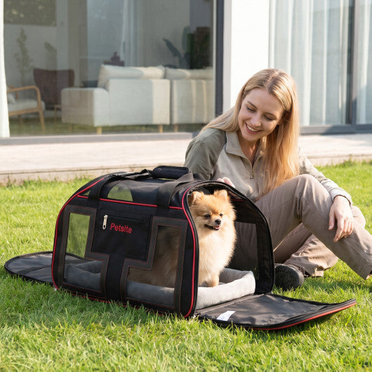 Rolling Pet Carrier with Wheels & Telescopic Handle and Mesh Windows for Pets-Blue LuxuryLifeWay Online Store