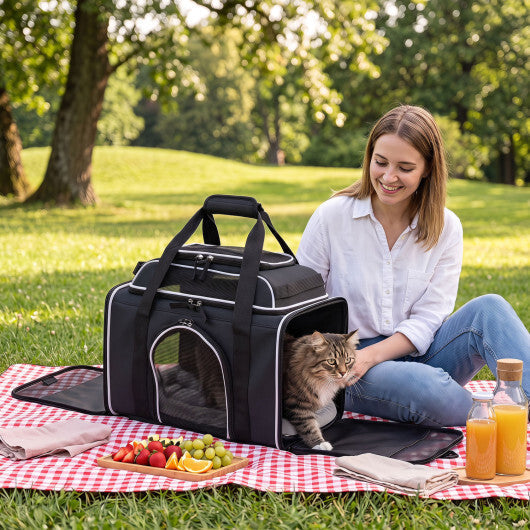 Foldable Pet Carrier with Wheels Airline Approved Rolling Cat and Dog Carrier-Black LuxuryLifeWay Online Store