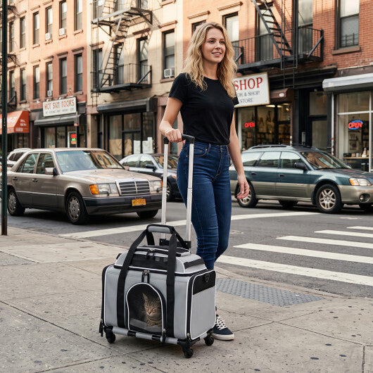 Foldable Pet Carrier with Wheels Airline Approved Rolling Cat and Dog Carrier-Black LuxuryLifeWay Online Store