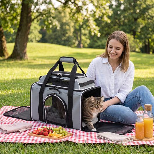 Foldable Pet Carrier with Wheels Airline Approved Rolling Cat and Dog Carrier-Black LuxuryLifeWay Online Store