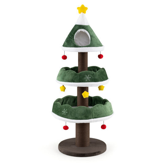 56.5 Inch Multi-Level Cat Tower with Fully-wrapped Scratching Posts-Green LuxuryLifeWay Online Store