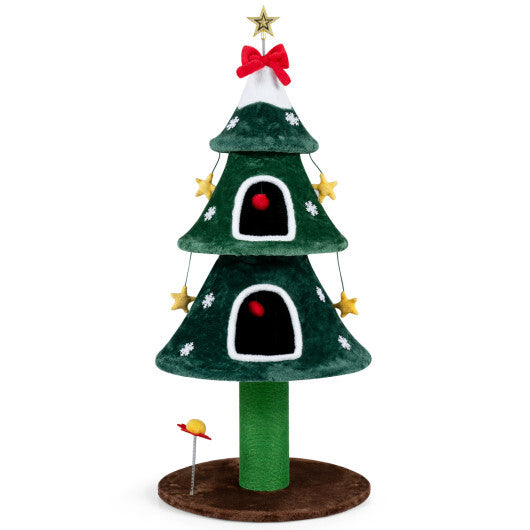 54 Inch Christmas Cat Tree with 2 Private Condos for Indoor Cats-Green LuxuryLifeWay Online Store