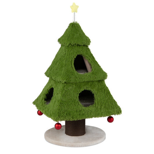 Christmas Cat Tree with Scratching Post and Dangling Balls for Indoor Cats-Green LuxuryLifeWay Online Store