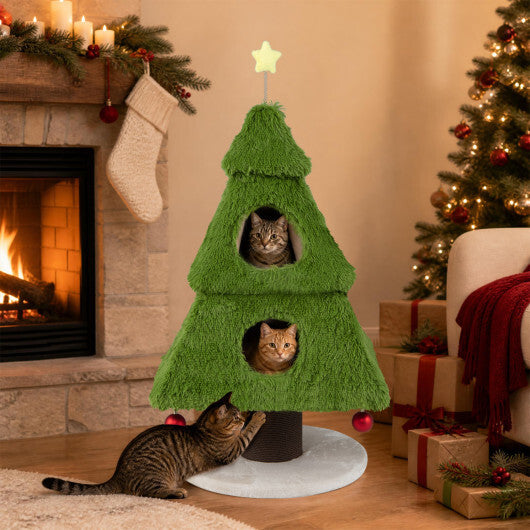 Christmas Cat Tree with Scratching Post and Dangling Balls for Indoor Cats-Green LuxuryLifeWay Online Store