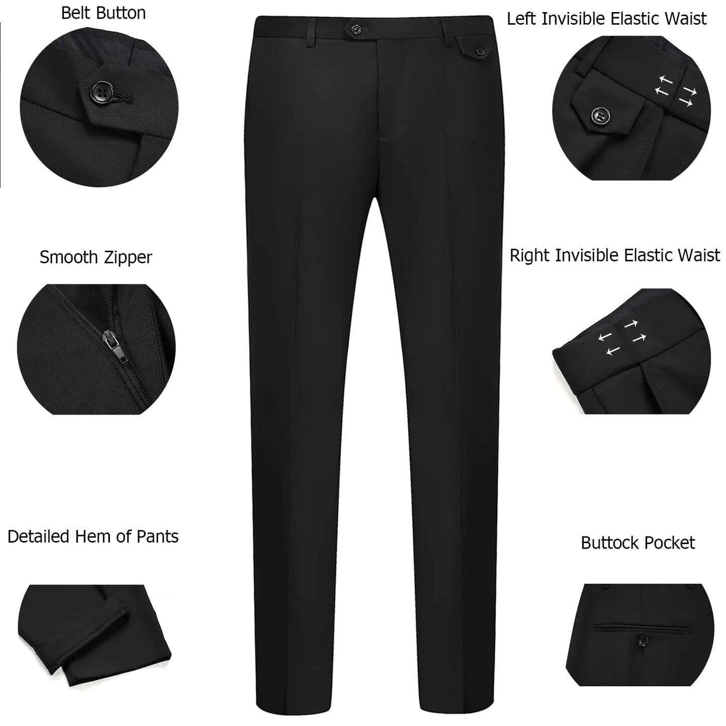 WULFUL Men's 3 Piece Slim Fit Suit Set Two Button Blazer Jacket Vest Pants Tuxedo Set for Party, Wedding and Business Medium Black-0371