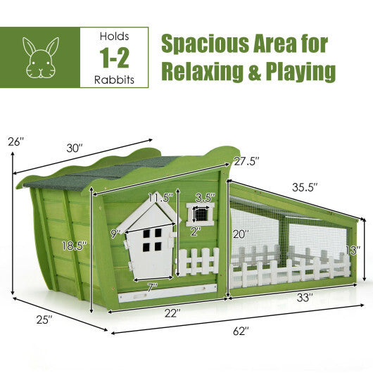 62 Inch Wooden Rabbit Hutch with Pull Out Tray-Red LuxuryLifeWay Online Store