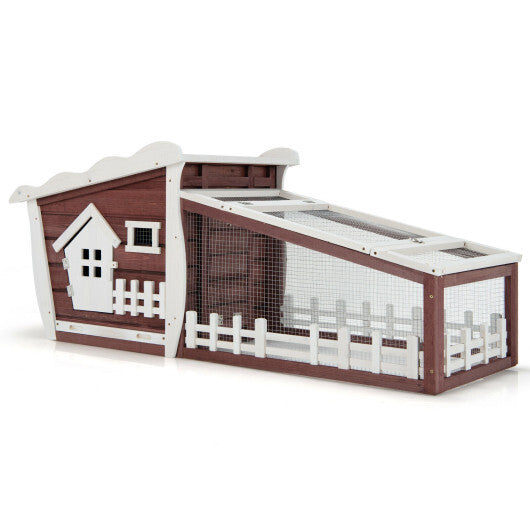 62 Inch Wooden Rabbit Hutch with Pull Out Tray-Red LuxuryLifeWay Online Store