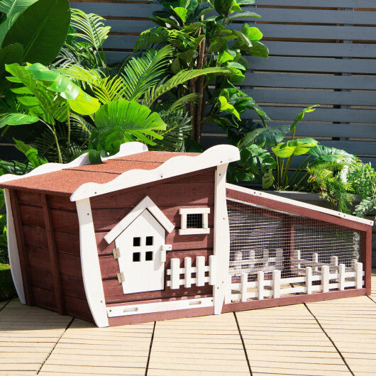 62 Inch Wooden Rabbit Hutch with Pull Out Tray-Red LuxuryLifeWay Online Store