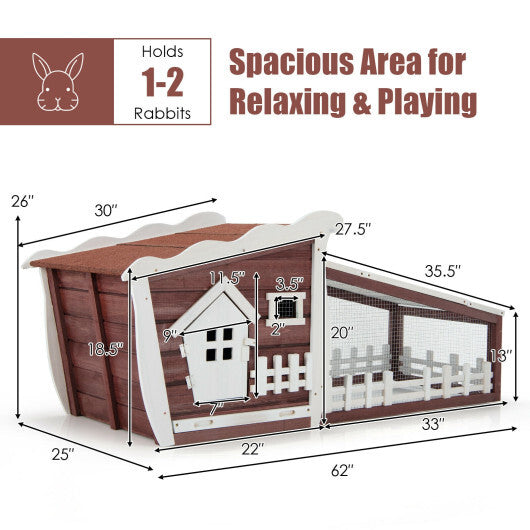 62 Inch Wooden Rabbit Hutch with Pull Out Tray-Red LuxuryLifeWay Online Store