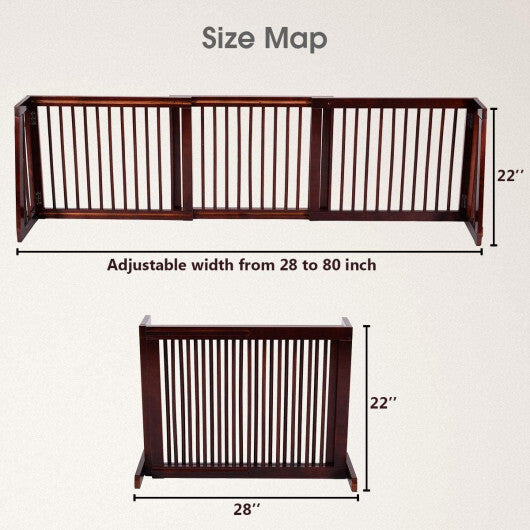 Folding Adjustable Free Standing 3 Panel Wood Fence LuxuryLifeWay Online Store