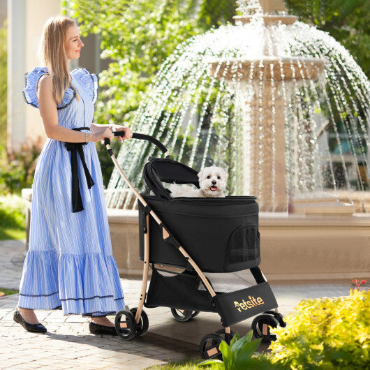 3-In-1 Pet Stroller with Removable Car Seat Carrier-Black LuxuryLifeWay Online Store
