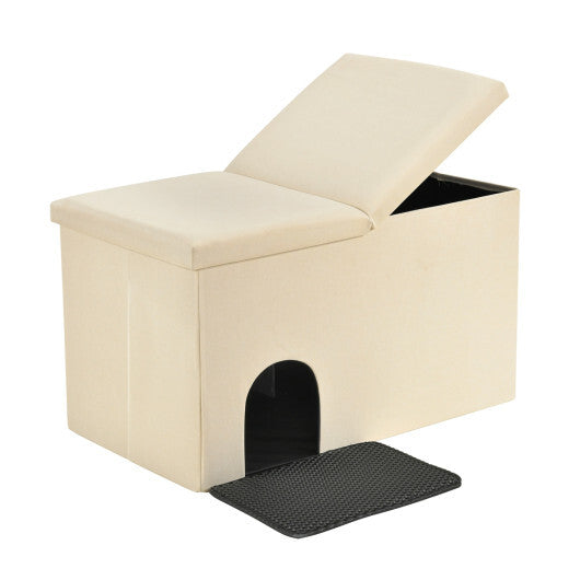 3-in-1 Cat Litter Box Enclosure with Removable & Movable Divider for Pets-Beige LuxuryLifeWay Online Store