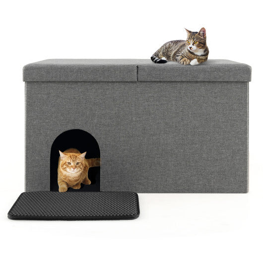 3-in-1 Cat Litter Box Enclosure with Removable & Movable Divider for Pets-Beige LuxuryLifeWay Online Store